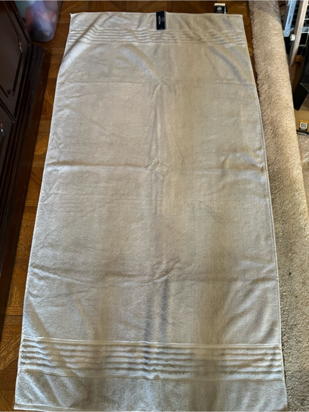 Set of 3 Nautica Beige Bath Towel set of tradewind gray Plush Cotton blend